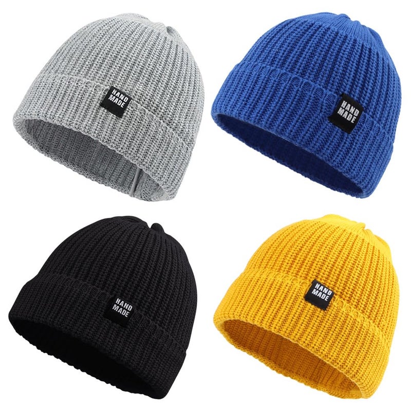 JANGANNSA Simple Knitted Baby Beanie Hip-Hop Boys Winter Hat Toddler Kids Bonnet for Girl 0-5Y (4PCS-A, L) - Image 1